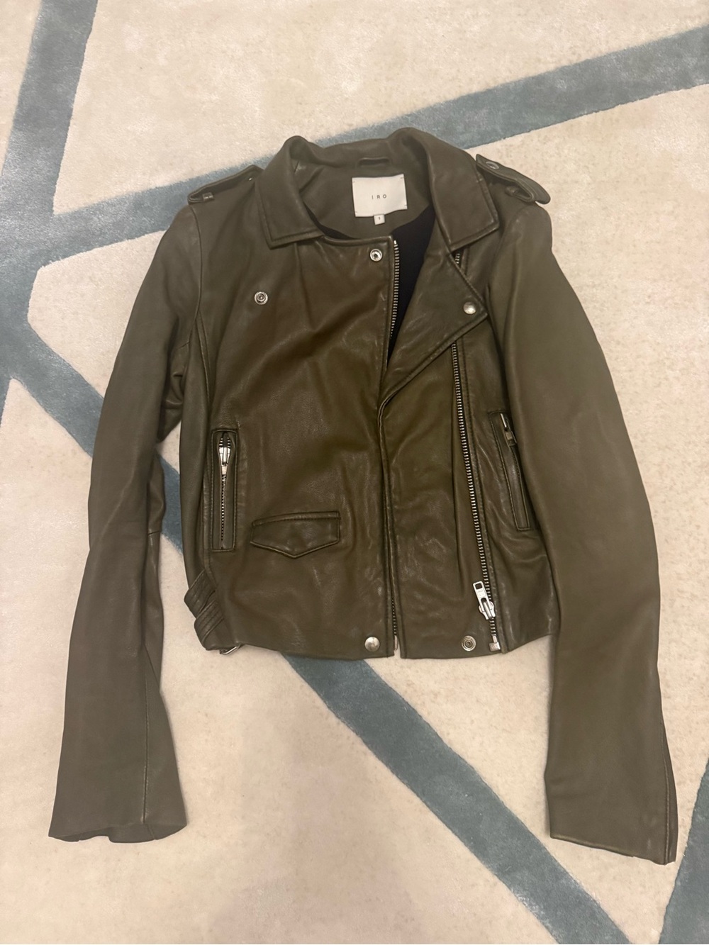 IRO Olive Leather Moto Jacket